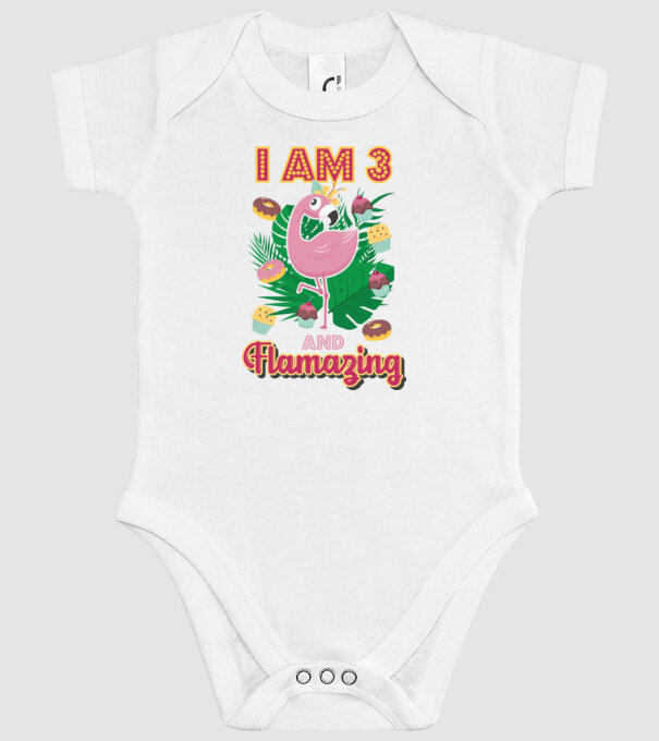 FLAMAZING Birthday 3 Years old model alb pe tricou