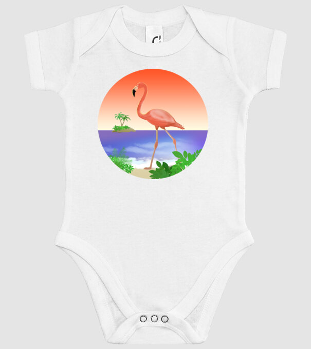 Flamingo model alb pe tricou