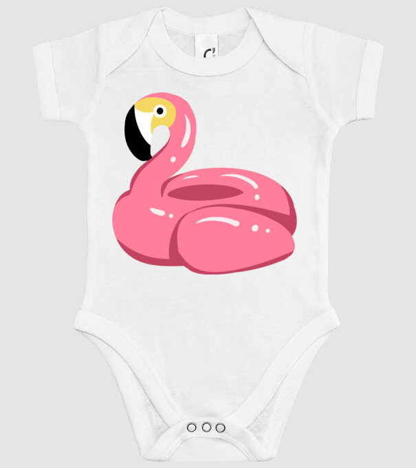 Flamingo colac de înot model alb pe tricou