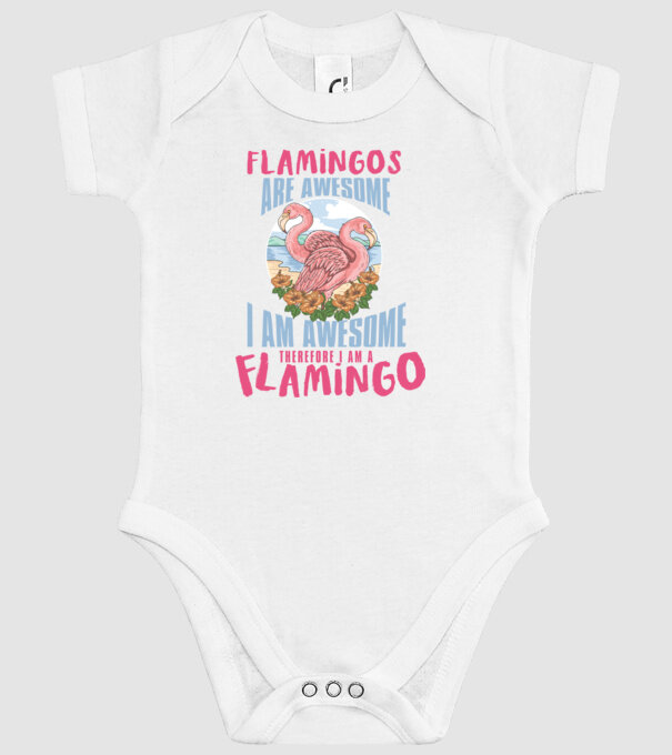 Flamingos are awesome model alb pe tricou