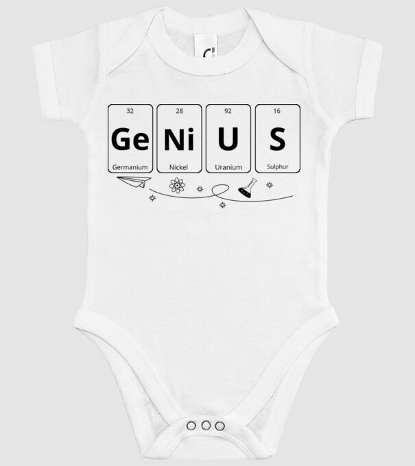 Genius periodic model alb pe tricou