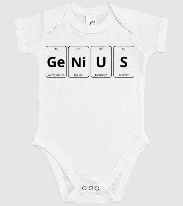 Genius periodic model alb pe tricou