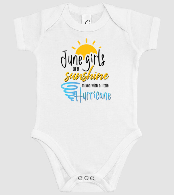 June Girls are Sunshine mixed with a little Hurricane model alb pe tricou