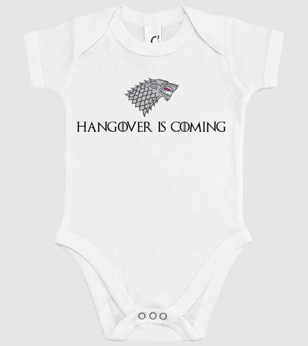 Hangover is coming model alb pe tricou