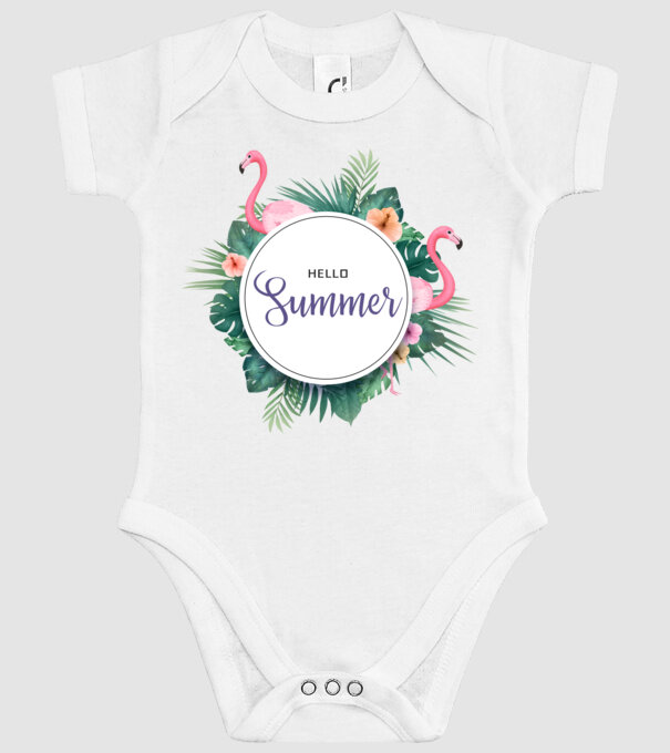 Hello summer model alb pe tricou