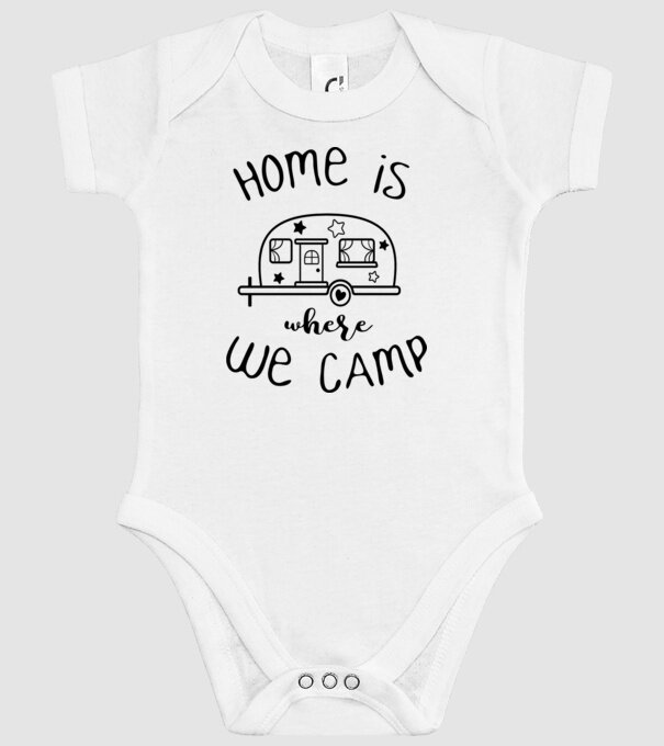 home is where we camp model alb pe tricou