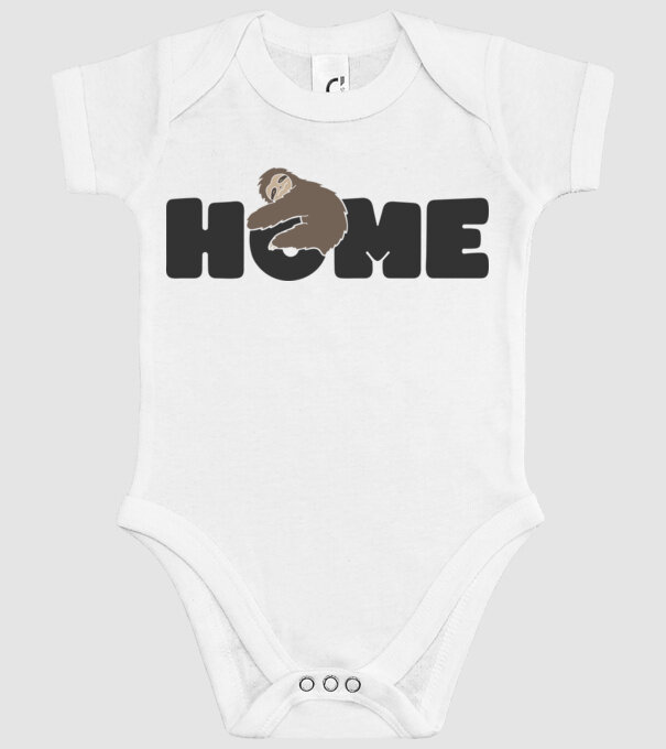 Home Sloth model alb pe tricou