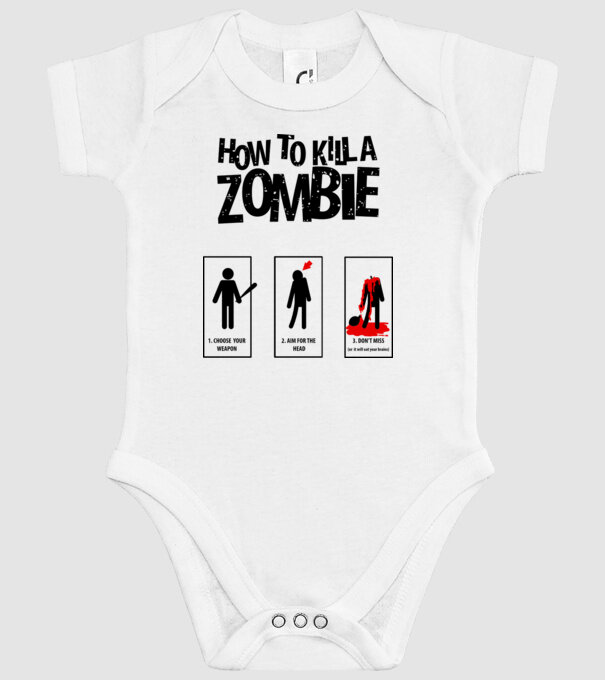 How to kill a zombie model alb pe tricou