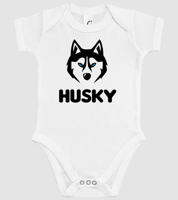 Husky băiat model alb pe tricou