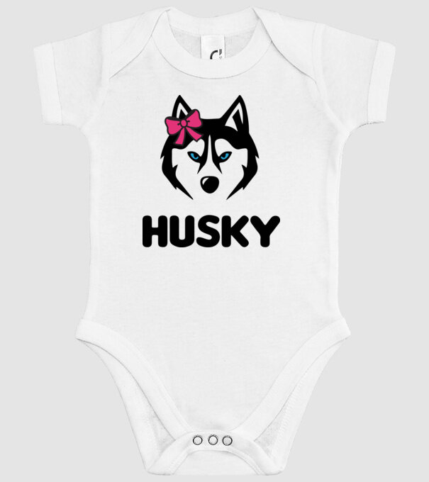 Husky fată model alb pe tricou