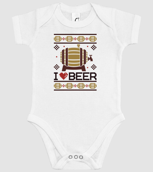I love beer ugly sweater model alb pe tricou
