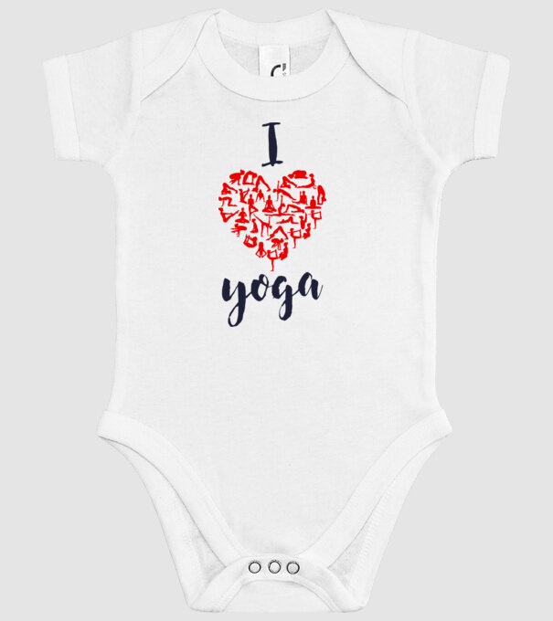 I love yoga model alb pe tricou