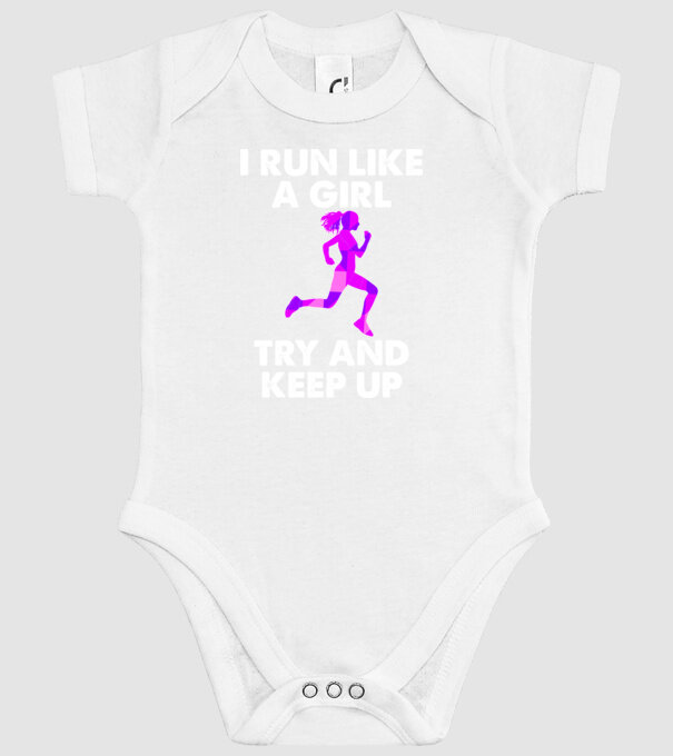 I run like a girl model alb pe tricou