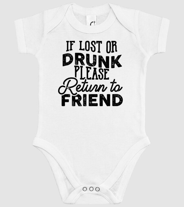 IF LOST OR DRUNK model alb pe tricou