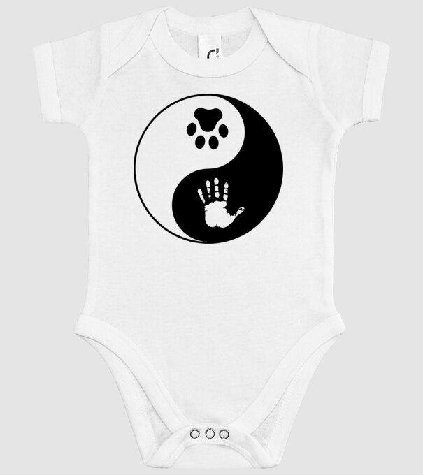 Yin-Yang Dog model alb pe tricou