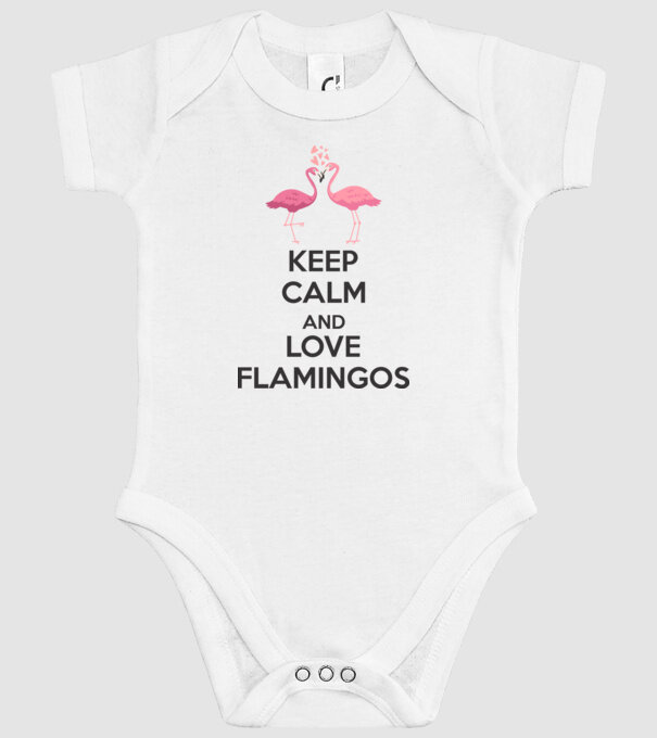 KEEP CALM and love flamingos dark model alb pe tricou