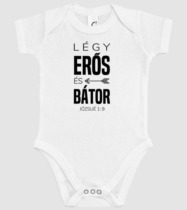 Fii puternic și curajos. Iosua 1:9 model alb pe tricou