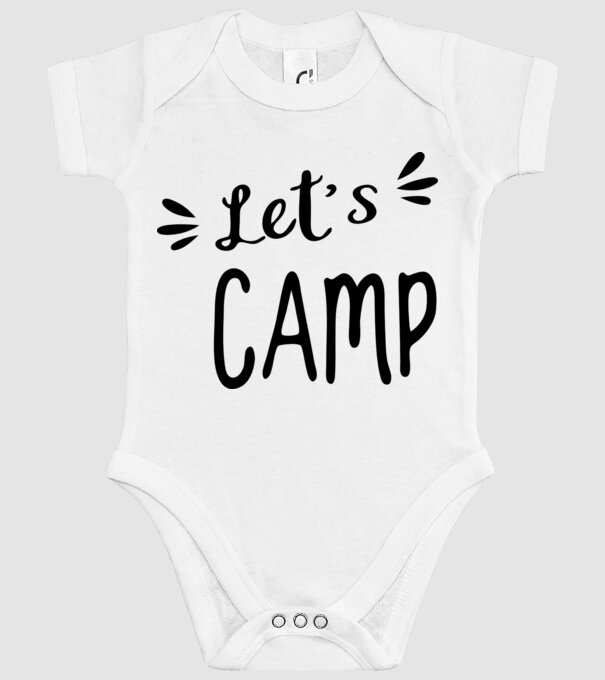 'Let''s camp' model alb pe tricou