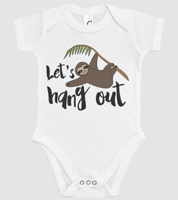 'Let''s hang out sloth' model alb pe tricou