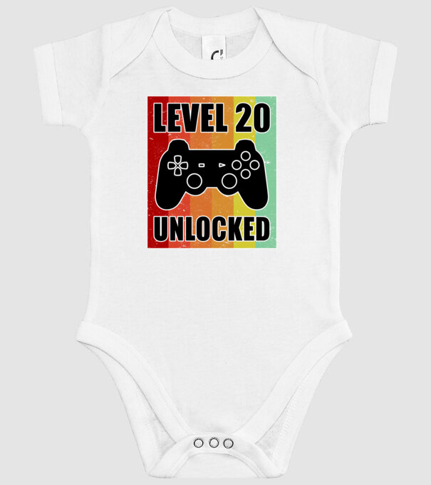 level 20 unlocked retro gamer model alb pe tricou
