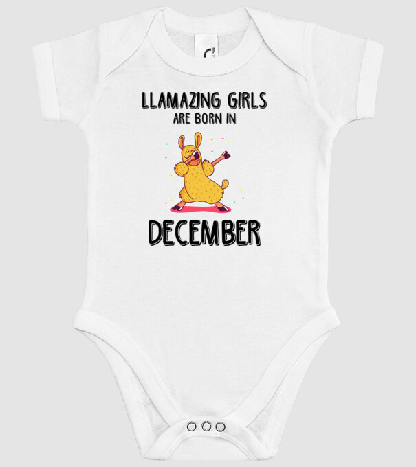 Llamazing girls are born in december black model alb pe tricou