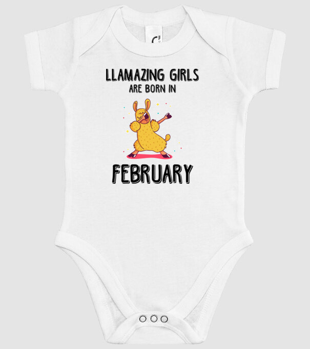 llamazing girls are born in february black model alb pe tricou