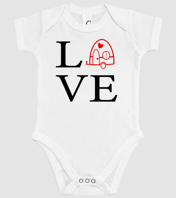 Love camping model alb pe tricou