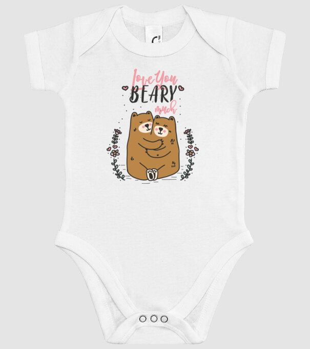 LoveU BEARY much model alb pe tricou