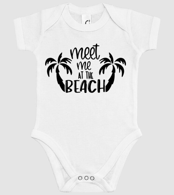 Meet me at the beach model alb pe tricou