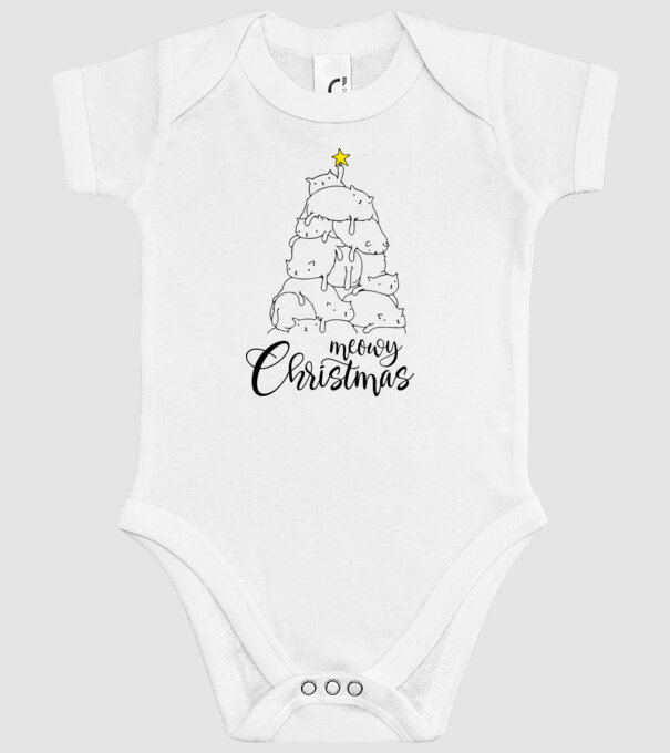 Meowy Christmas model alb pe tricou