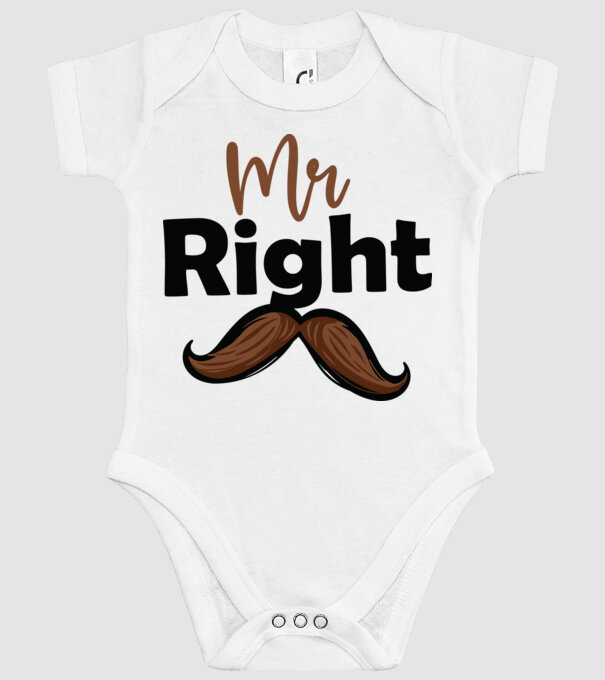 Mr right model alb pe tricou