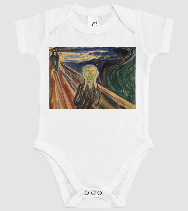 Pictură Munch Mască model alb pe tricou