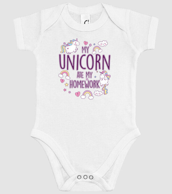 My unicorn ate my homework model alb pe tricou