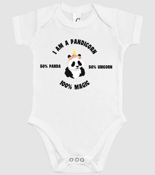 Pandicorn model alb pe tricou