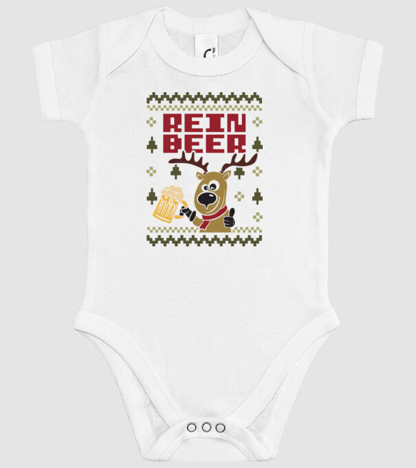 Reinbeer ugly sweater model alb pe tricou