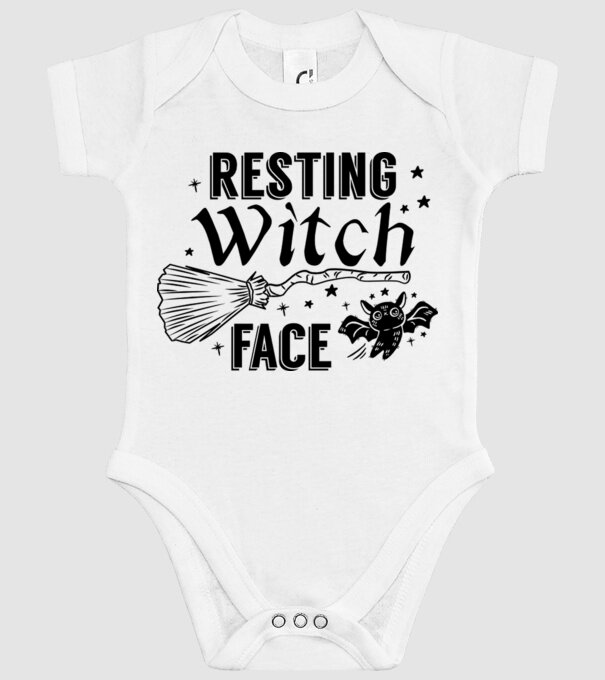 Resting Witch face model alb pe tricou