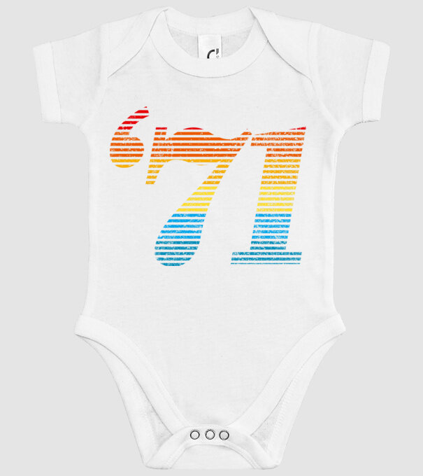 Retro Birthday 1971 model alb pe tricou