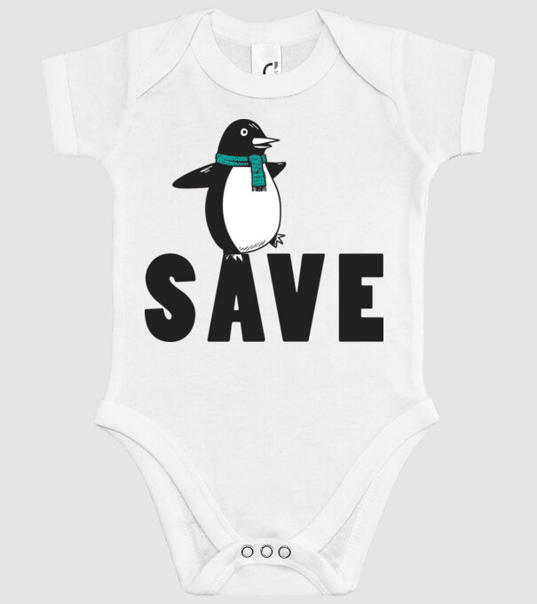 Save penguin model alb pe tricou