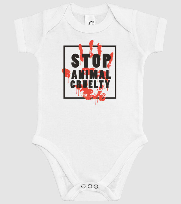 Stop animal cruelty model alb pe tricou