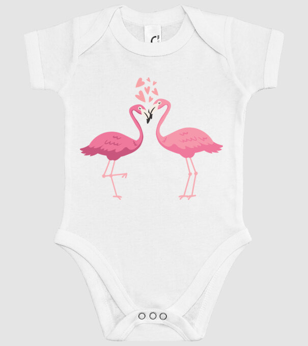 FLAMINGO ÎNDRĂGOSTIȚI model alb pe tricou
