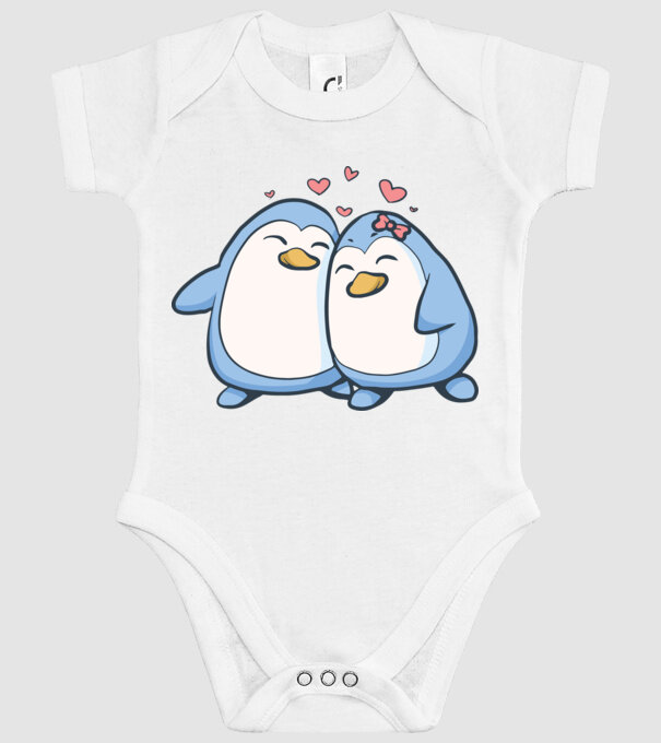 PINGUIN ÎNDRĂGOSTIT model alb pe tricou