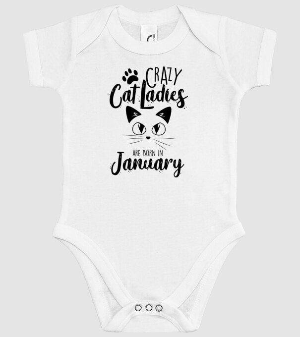 Crazy Cat Ladies are born in January model alb pe tricou