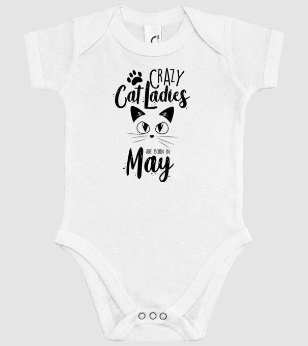 Crazy Cat Ladies are born in May model alb pe tricou