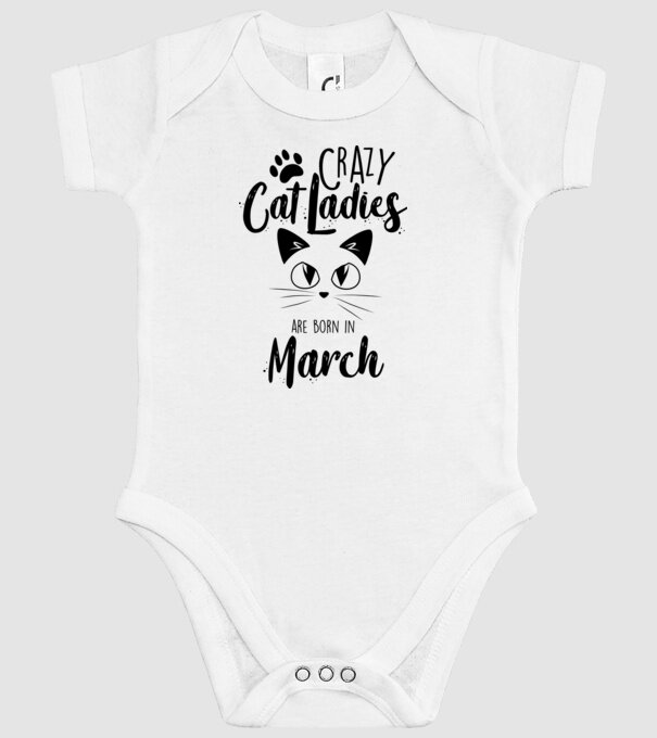 Crazy Cat Ladies are born in March model alb pe tricou