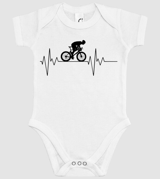 Biker Heartbeat model alb pe tricou