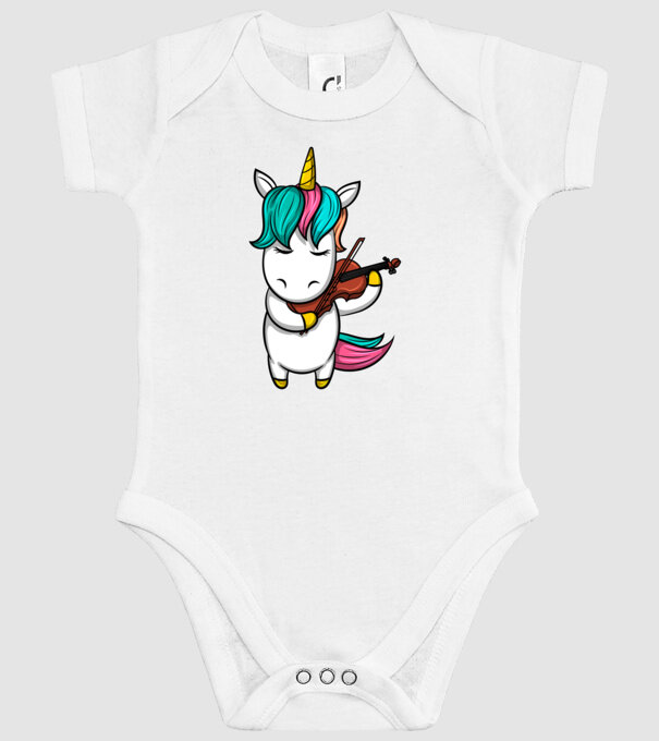 Unicorn Violin model alb pe tricou
