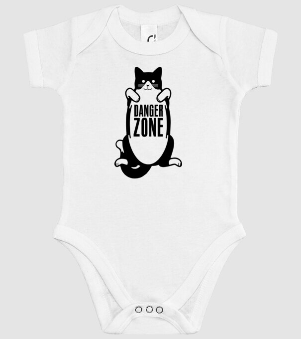 Zonă de pericol pisică model alb pe tricou