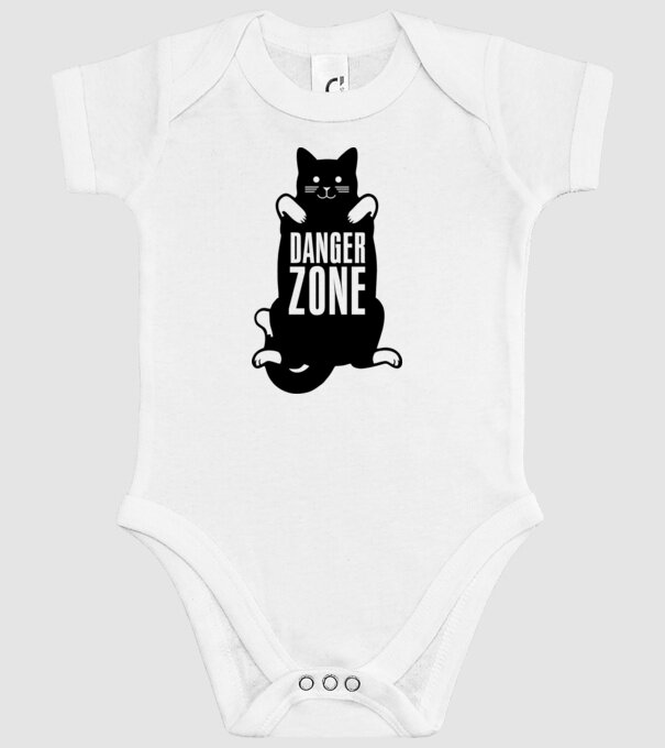 Zonă de pericol pisică model alb pe tricou