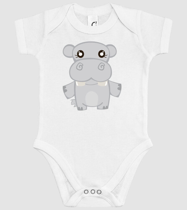 Hipopotam model alb pe tricou
