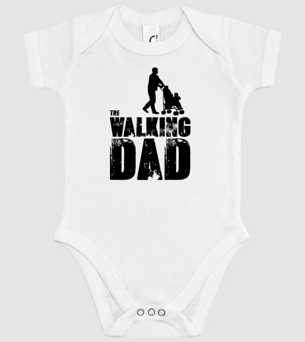 Walking dad model alb pe tricou